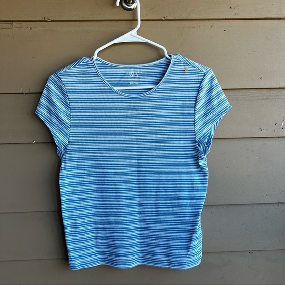 American Eagle Striped Short Sleeve Top - Size L - Classic Preppy - Picture 1 of 6